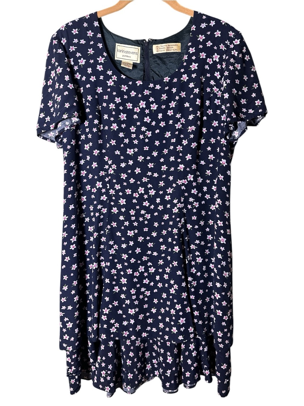 karin stevens Navy Dress with Pink Daisy Print
